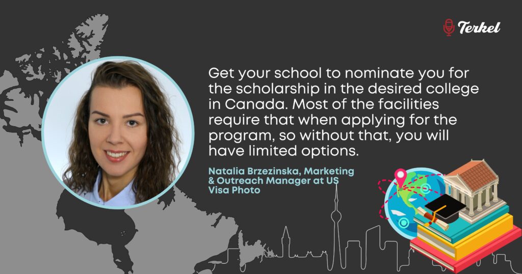 Natalia Brzezinska international student canada scholarship